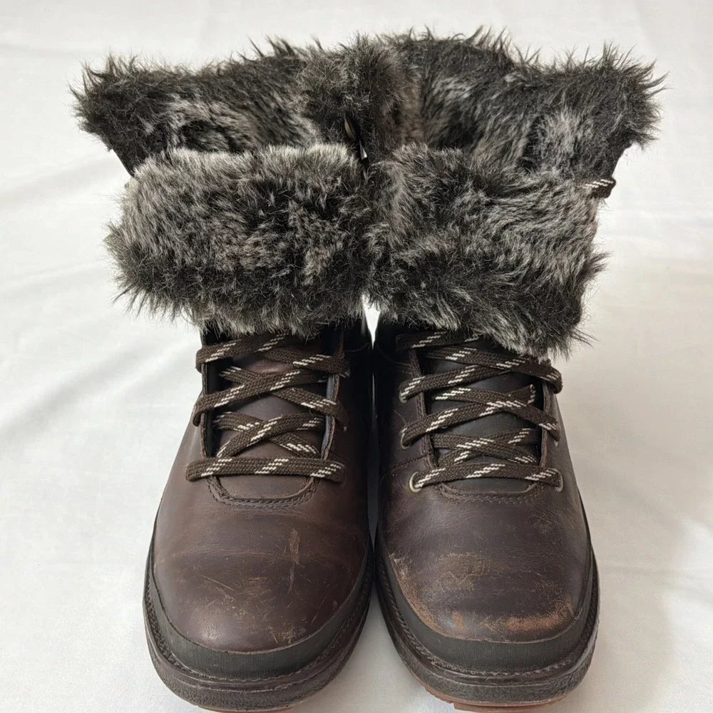 Merrell Women's Tremblant Ezra Lace Waterproof Ice‎ Boots 7 Brown J95306 Shoes